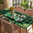 thumbnail image 3 of St. Patrick's Day Table Cloths for 3 Foot Rectangle Tables, Green Truck Lucky Shamrocks Farmhouse Check Patio Waterproof Elastic Fitted Tablecloths, Washable Rectangular Table Cover for Camping, 3 of 8