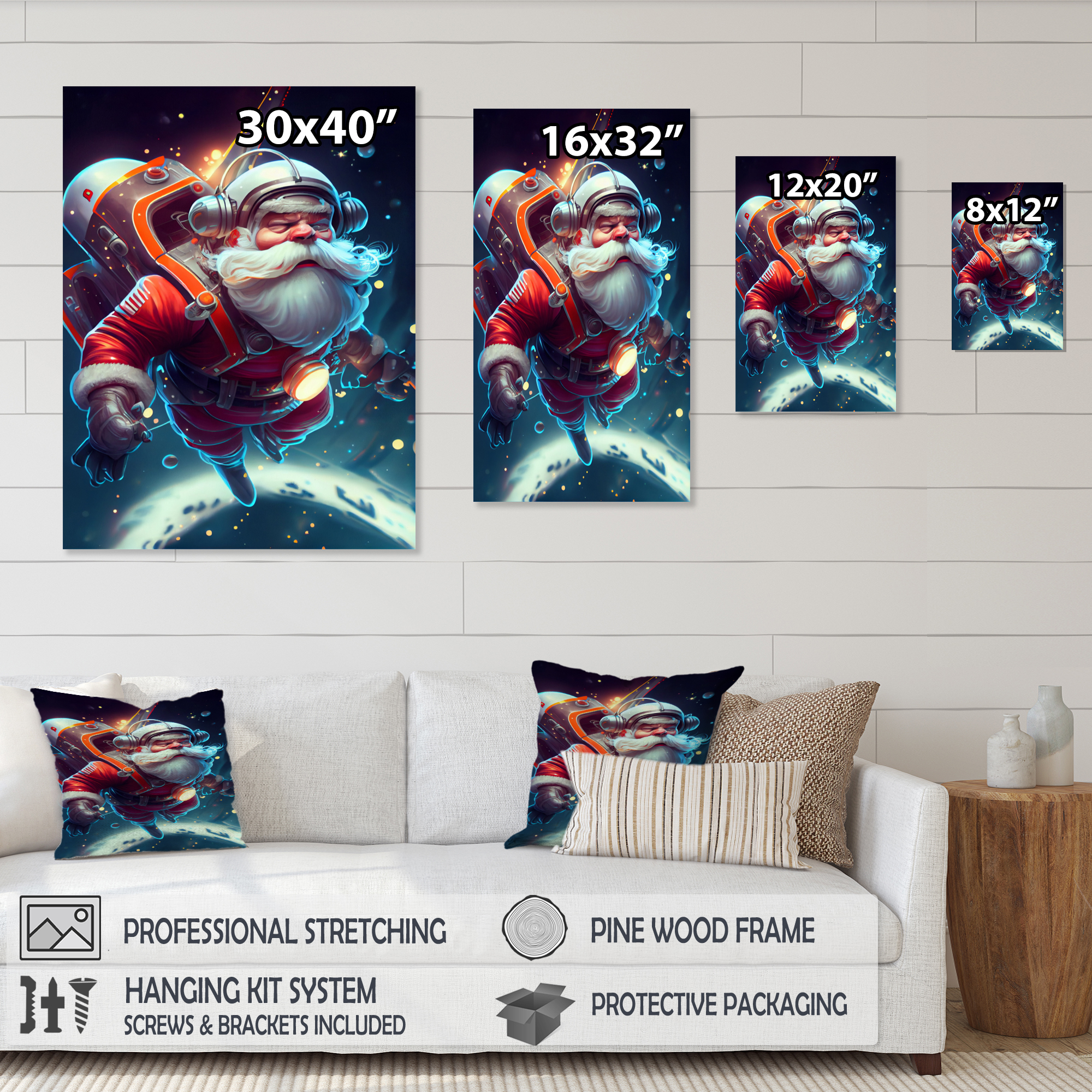 Designart Cool Santa In Space Canvas Wall Art
