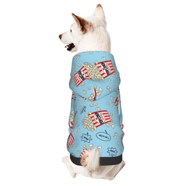 Fotbe I Am A Fan Popcorn Sudadera con Estampado para Perros Pequeños – Suéter con Capucha para Mascotas, Tela Suave de Forro Polar con Bolsillo-Small
