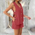 thumbnail image 6 of Women's Shorts Women'S 2 Piece Summer Outfits Tank Top With Shorts Sets Beach Vacation Outfits,Red Women's Shorts S, 6 of 7