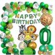 thumbnail image 1 of Decoraciones para fiestas con temática de safari en la jungla, 67 piezas/juego, incluidos globos de aluminio con forma de animal y pancarta de feliz cumpleaños con el número 0, 1 of 1