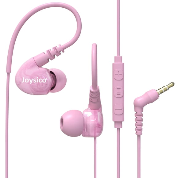 Auriculares deportivos Joysico Wired Over Ear para niños y mujeres, color rosa