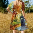 thumbnail image 3 of Blue Phone booth with autumn views Sleeveless Dress party dress women elegant luxury Cocktail of dresses, 3 of 6