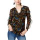 thumbnail image 1 of INC Camisa con botones con volantes para mujer, negro, XS, 1 of 1
