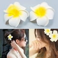 thumbnail image 2 of 2 Pcs Hawaiian Foam Flower Bridal Wedding Party Hair Clip White Plumeria Decor, 2 of 5