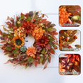 thumbnail image 4 of Dserhfy Autumn Peony Pumpkin Wreath Artificial Twig Garland Vintage Floral Garland Seasonal Door Hanger for Thanksgiving Harvest Decor, 4 of 7