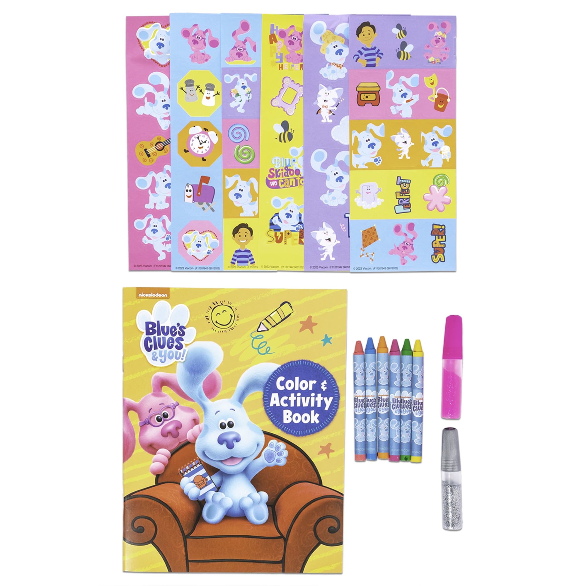 Inkology: Color Activity Set - Blue's Clues - Coloring & Activities Book, Posters, Glitter Glue, Stickers, Crayons, Creative Arts & Craft Play, Kid 3+