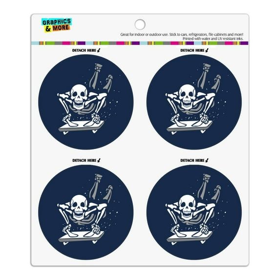 Skeleton Sledding Cresta Sled Winter Sport Refrigerator Fridge Locker Vinyl Circle Magnet Set