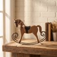 Rustic Rocking Horse RUNROTOO Brown Retro Wooden Rocking Horse Statue Rustic Handcrafted ...