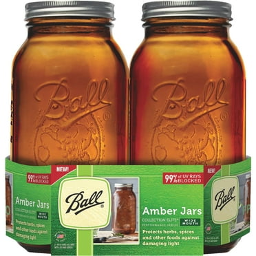 Ball(R) Wide Mouth Canning Jars 2/Pkg-1/2 Gallon Elite Color Series Amber 64oz