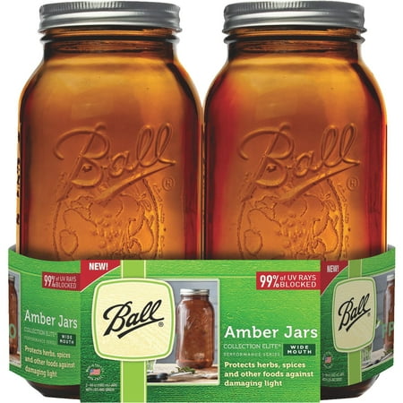 Ball(R) Wide Mouth Canning Jars 2/Pkg-1/2 Gallon Elite Color Series Amber