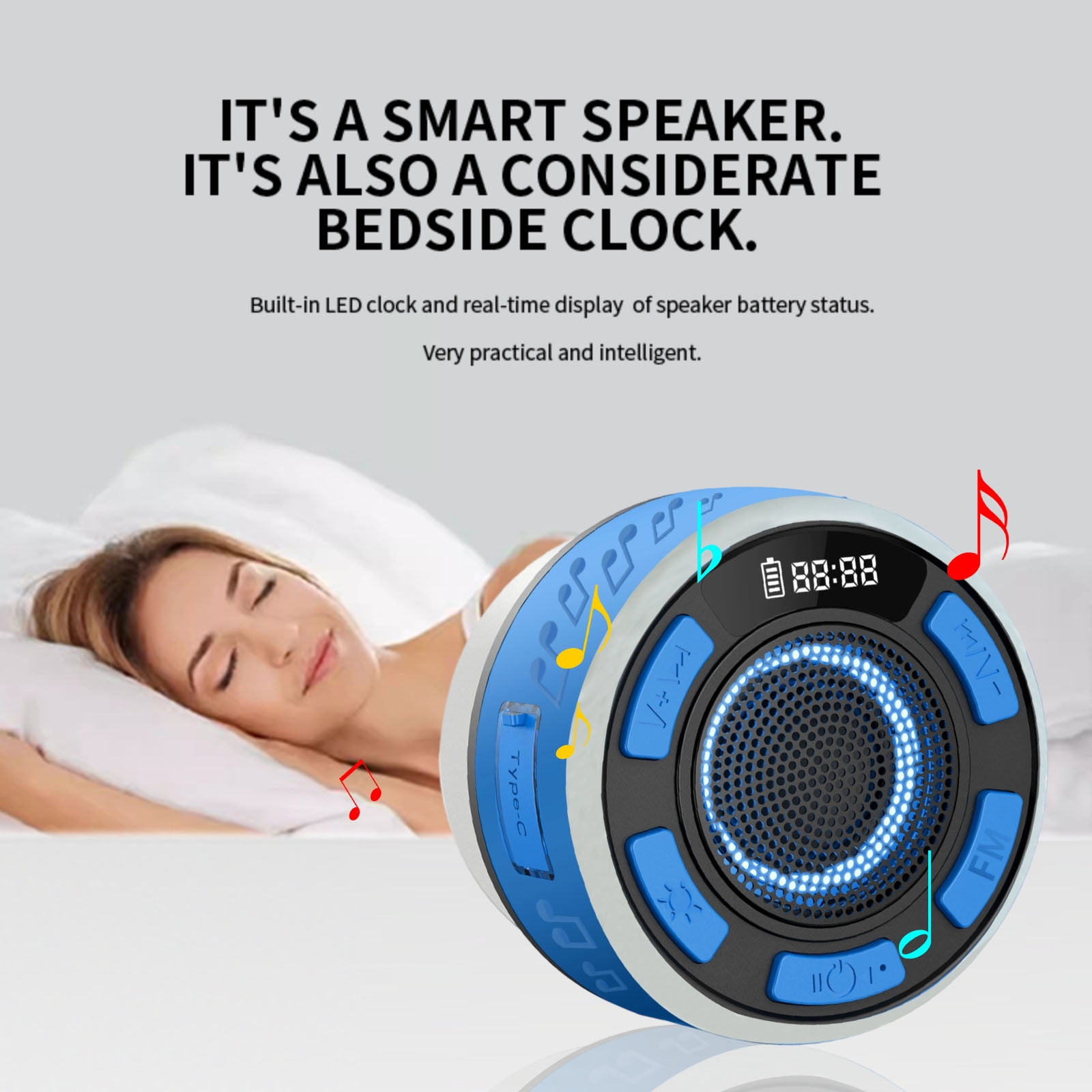 IPX7 Waterproof Bluetooth Speaker with Detachable Suction Cup, RGB Color Changing LED Shower Speaker, Portable Outdoor Speaker for Pool Beach and Camping, Wireless bluetooth audio