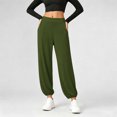 thumbnail image 6 of HAPIMO Elastic Waist Side Slit Jogger Lounge Pants Women High Waist Flowy Casual Pants for Summer Wear Army Green XXL, 6 of 7