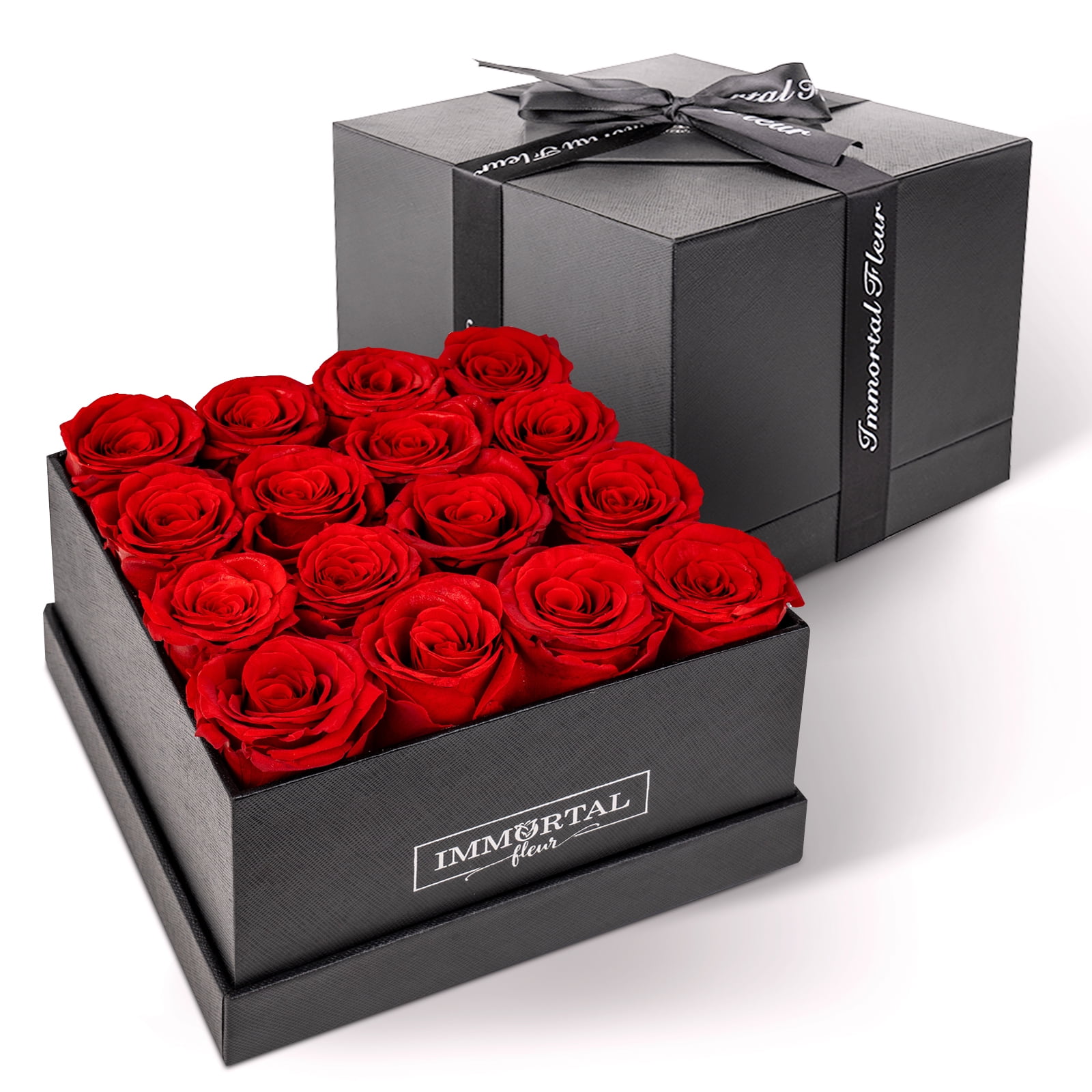 Immortal Fleur 16 Red Preserved Roses Box in an Elegant Square Box