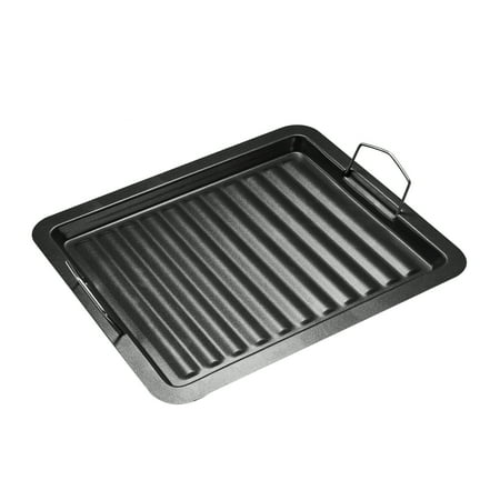 

Barbecue Non-stick Frying Pan Smooth Outdoor Charcoal Barbecue Plate No Deformation Iron Barbecue Tool Accessories with Wire Handle for Home Camping Outdoor