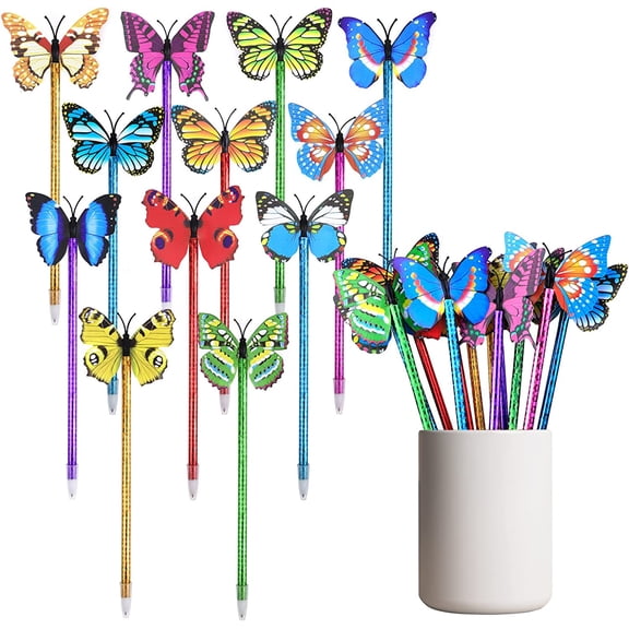 RETON Stylos à Bille Papillon, Pointe Fine, 0,5 mm, Encre Bleue, Lot de 24
