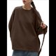 thumbnail image 1 of Camisetas de Larga Extragrandes para Mujer, Camisetas Básicas de Cuello Redondo, Tops de Otoño, Ropa Informal de Entrenamiento Y2K. Marrón M, 1 of 8