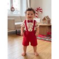 thumbnail image 3 of Conjunto navideño para bebé niño: pelele de manga corta, pantalones cortos con tirantes y pajarita., 3 of 9