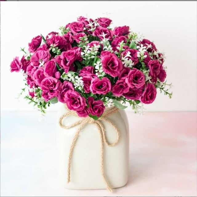 Flowers Artificial for Decoration,Flowers for Decoration,High-End Artificial Flowers Artificial Flowers 5 Forks 15 Mini Roses Home Decoration Plastic Flowers,Artificial Flowers for Decoration