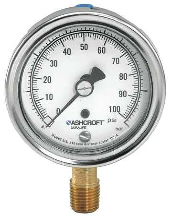 ASHCROFT Pressure Gauge 0 to 1000 psi Range 1/4 NPT 1.00% Gauge Accuracy