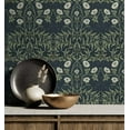 thumbnail image 6 of NextWall  Stenciled Floral Peel and Stick Wallpaper Navy & Sage, 6 of 10