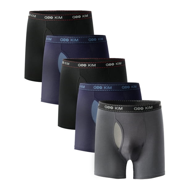 FixtureDisplays® 5PK Men's Soft Cotton Boxer Briefs Fly Front Underwear  Mesh Fly Pouch Size: XXL. Fit for waist size: 35.4 21816-XXL 