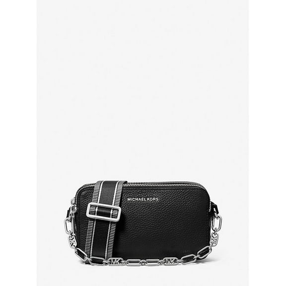 MICHAEL Michael Kors Jet Set Small Pebbled Leather Double-Zip Camera Bag - Black