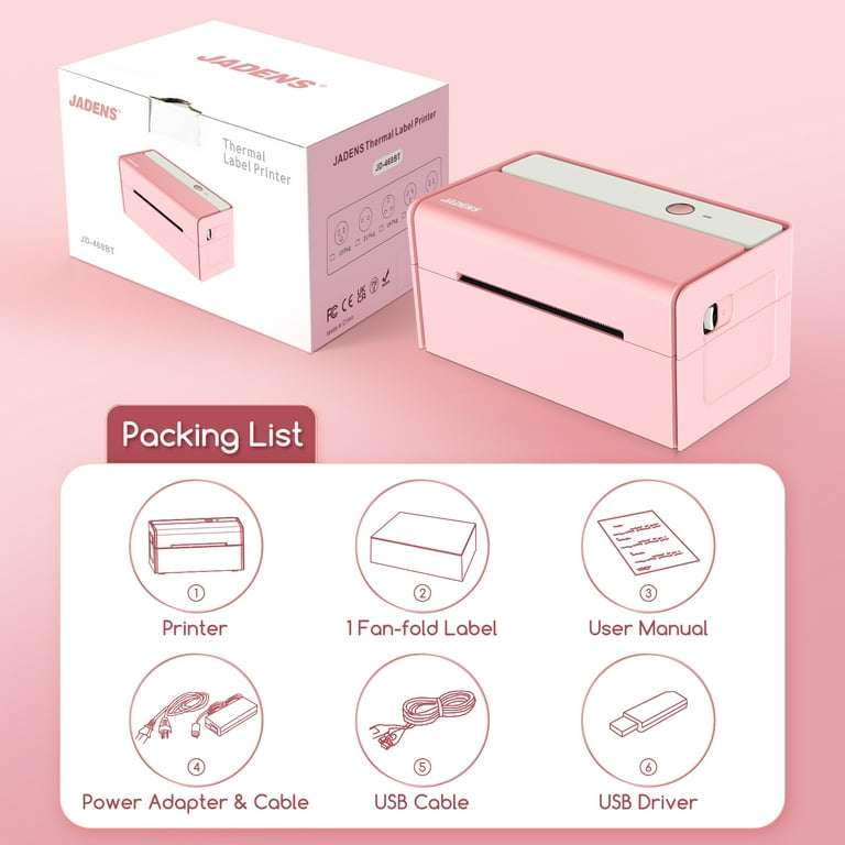 JADENS Bluetooth Thermal Label Printer, 4x6 Wireless