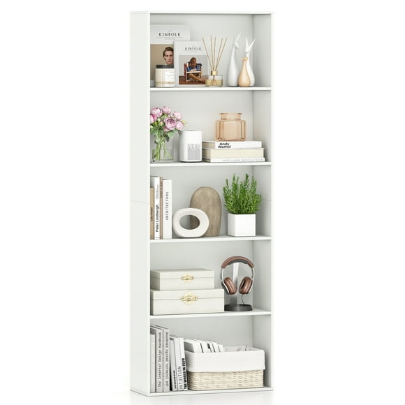 Gymax 5-Tier Bookshelf Open Bookcase Freestanding Display Shelf Storage Organizer