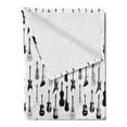 thumbnail image 2 of Music Soft Flannel Fleece Throw Blanket, Monochrome Strings Various Types Acoustic and Electronic Guitar Cello Violin, Cozy Plush for Indoor and Outdoor Use, 50" x 60", Black White Grey, by Ambesonne, 2 of 5