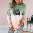 thumbnail image 2 of Femmes Col Rond Ample Manches Longues Hauts Blouse Dégradé Chandail, 2 of 9
