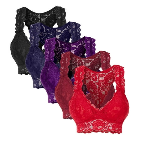 

3PC Bras For Women New Women Plus Size 5PC Vest Crop Wire Free Bra Lingerie V Neck Underwear Lingerie S 3Xl