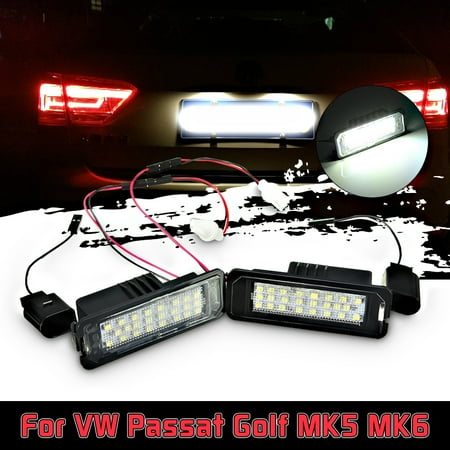 2x 24 LED White License Number Plate Light For VW Passat Golf GTI MK5 MK6 - Walmart.com