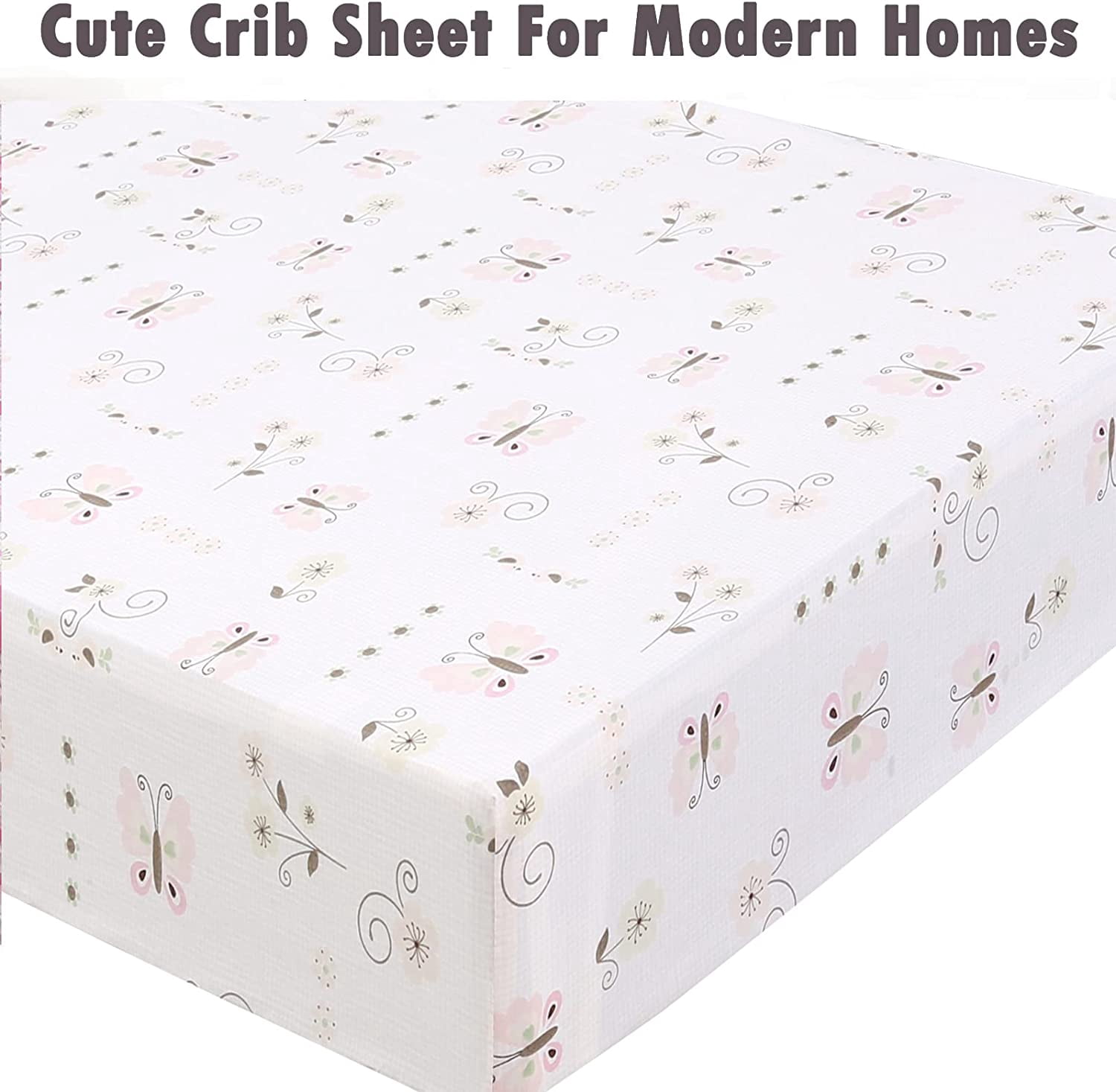 Danica 100% Cotton Fitted Baby Crib Sheet 3 Pack for baby Boys Girls |Standard Crib And Toddler Mattress Sheets | 28x52 Inch (3PK, Butterfly Blossoms)