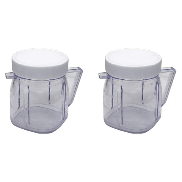 Para Piezas de Repuesto de Licuadora, Accesorio de Tarro Licuadora Mini Osterizer 4937, Tarros de Plástico con Tapas (2 Paquete)