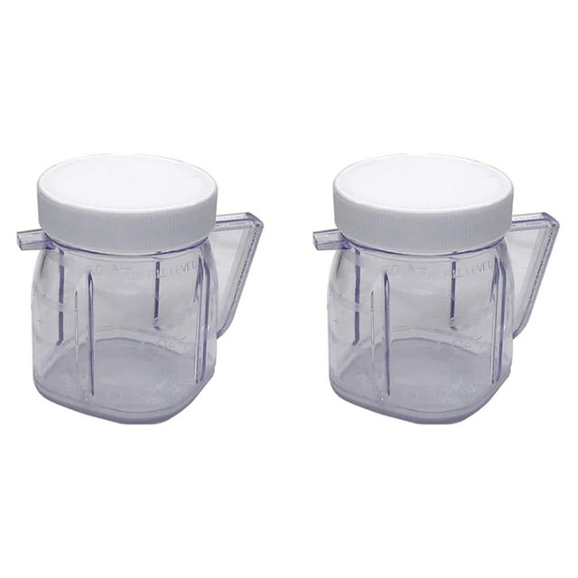 For Blender Replacement Parts, 4937 Mini Osterizer Blender Jar Accessory, Cup Mini Plastic Jars with Lids (2 Pack),2 x Mixing tank,Transparent