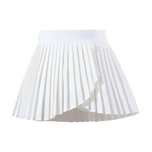 BULLPIANO Girls Pleated Skirts with Shorts Athletic Tennis Asymmetry Skorts Sport Performance Casual Skirt, 6-7 Years