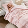 thumbnail image 3 of Reversible Pink Floral Chenille Bedding Set with Flower Pillow Twin Size, 3 of 8