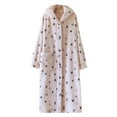 thumbnail image 2 of Cute Button Down Robe for Women Casual Fleece Winter Warm Pajamas House Coats with Pockets Loose Loungewear Pink A L, 2 of 3
