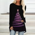 thumbnail image 2 of YUGYXL Womens Fall Fashion Long Sleeve Christmas Pullover Tunic Tops Crewneck Sweatshirt Xmas Printed Holiday Oversized Long Shirts Purple M, 2 of 5