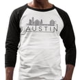 thumbnail image 2 of Skyline Austin Texas Three-Quarter Raglan Sleeve Baseball Shirt Unisex Small White/Black, 2 of 5