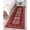 thumbnail image 1 of Unique Loom Taftan Collection Border Geometric Tribal Inspired Design Area Rug, 2 ft 7 in x 10 ft, Red/Gold, 1 of 2