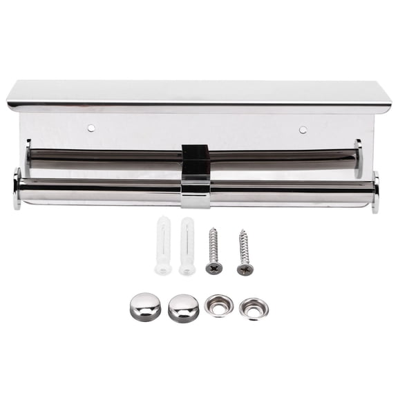BIMZUC 304 Stainless Steel Dual‑End Toilet Paper & Towel Holder – Wall Mounted, Rust‑Proof, Multi‑Purpose Storage Rack for Bathroom & Kitchen