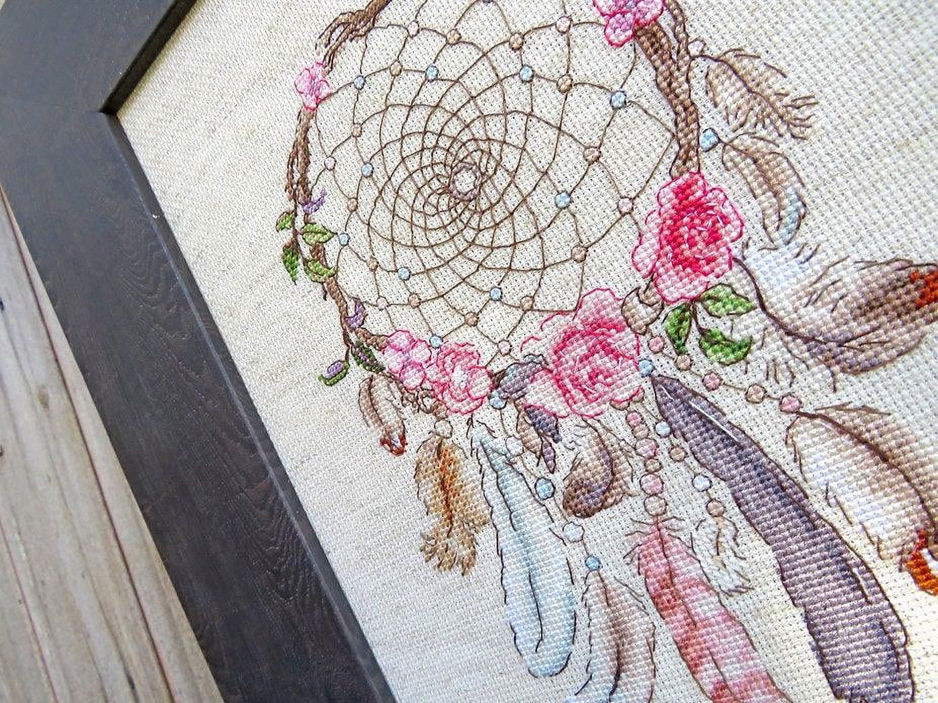 Counted Cross Stitch Kit Live Your Dreams Leti957 Needlework  Easy Small Beige Canvas Cotton By LetiStitch