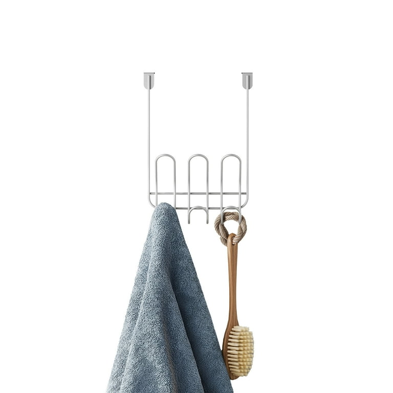Mainstays Satin Nickel Over-the-Door 3-Hook Rack Hanging Storage