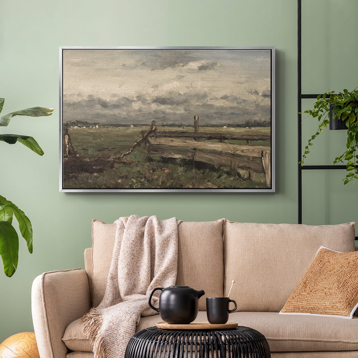 Vintage Landscape-CCCVI By Wexford Home Framed in Silver Wood Gallery Wrapped Canvas 25 in. x 37 in.