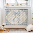 Ribbon Prints Indoor Air Conditioner Cover, Farmhouse Linen Blue Bow ...