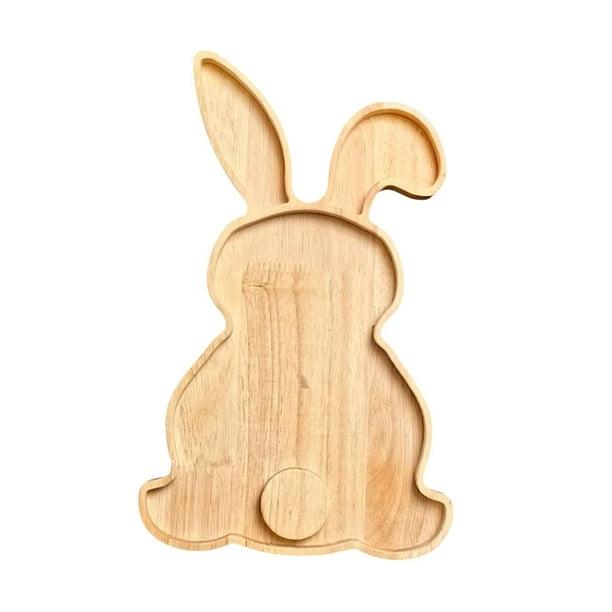 Tabla de embutidos con forma de conejo, bandeja de madera para servir con forma de conejo de Pascua para decoración del hogar.
