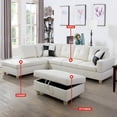 thumbnail image 6 of DOMETOUR Faux Leather Sofa Set For Living Room, Sectional Couches L Shaped Couch Living Room Furniture, Modular Sectional Sofa Set with Storage Ottoman for Apartment, 3-Piece Sofa White, 6 of 7