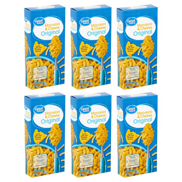 (6 pack) Walmart Great Value Original Macaroni & Cheese, 7.25 oz